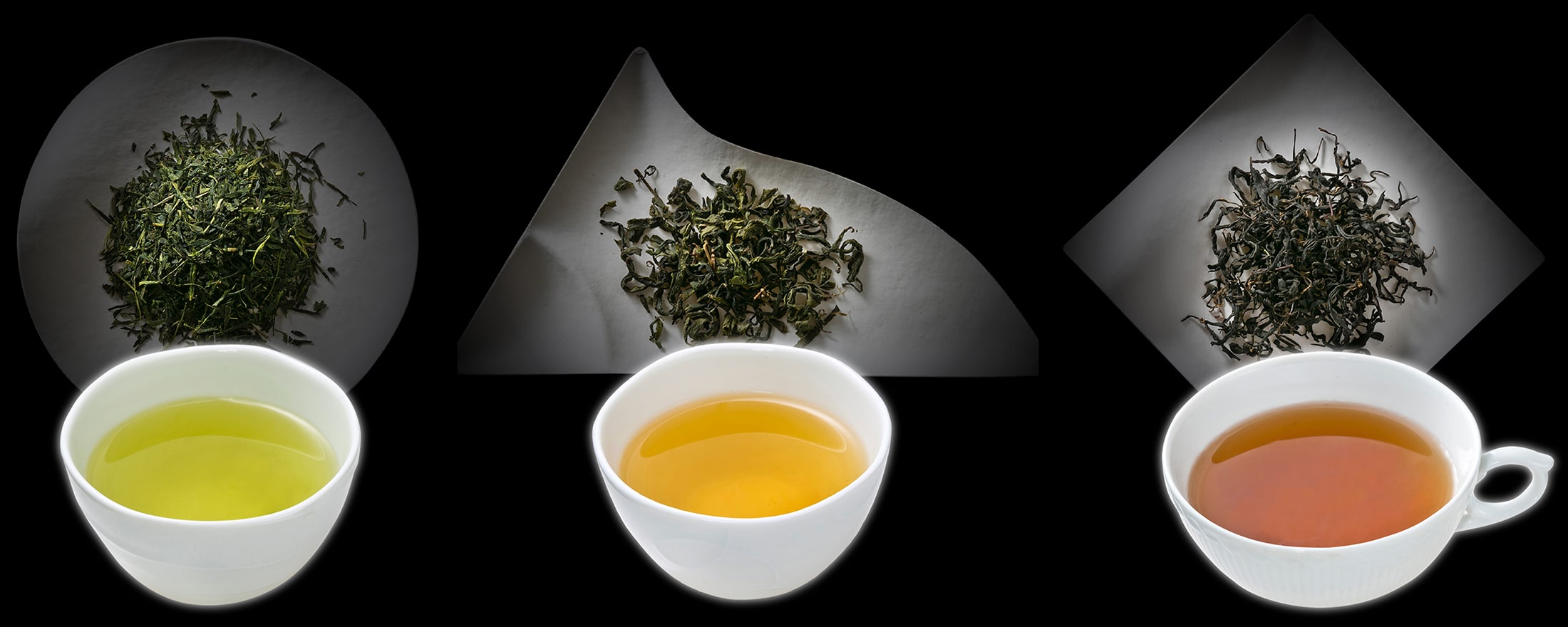オーガニックの緑茶、烏龍茶、紅茶